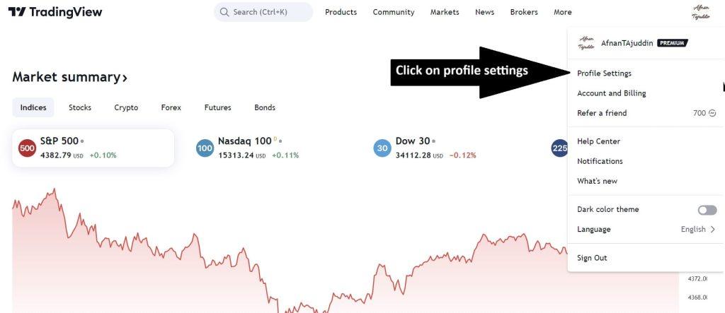 How to find Tradingview username